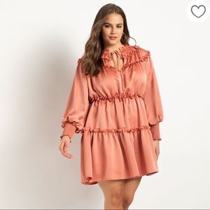 NWT Eloquii Satin Dress With Ruffle Yoke, Size 18